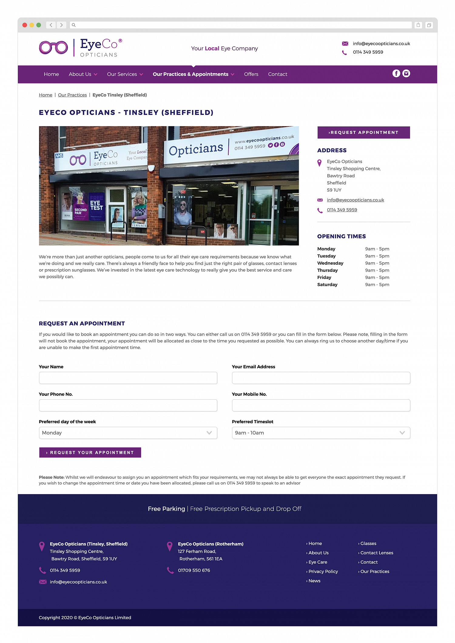 Eyeco Opticians Practice Page