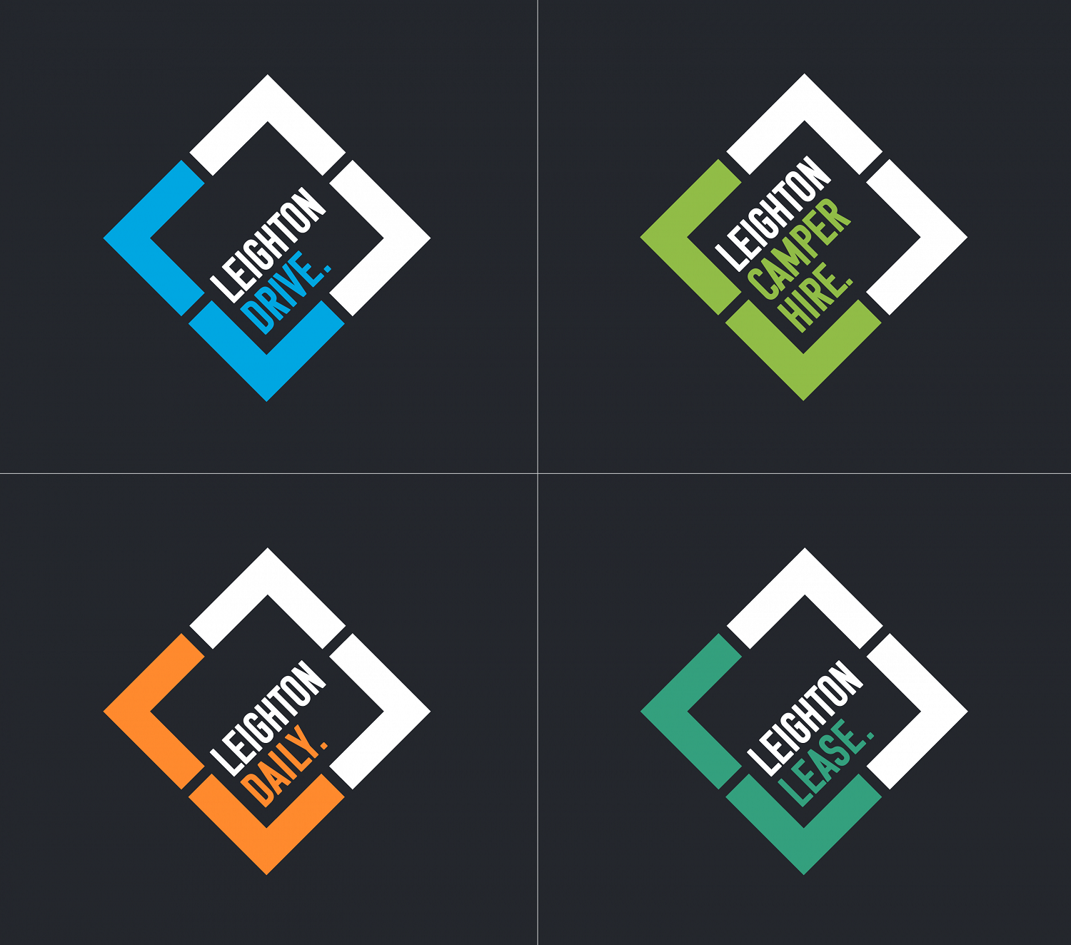 Leighton Drive Logos on Dark Background